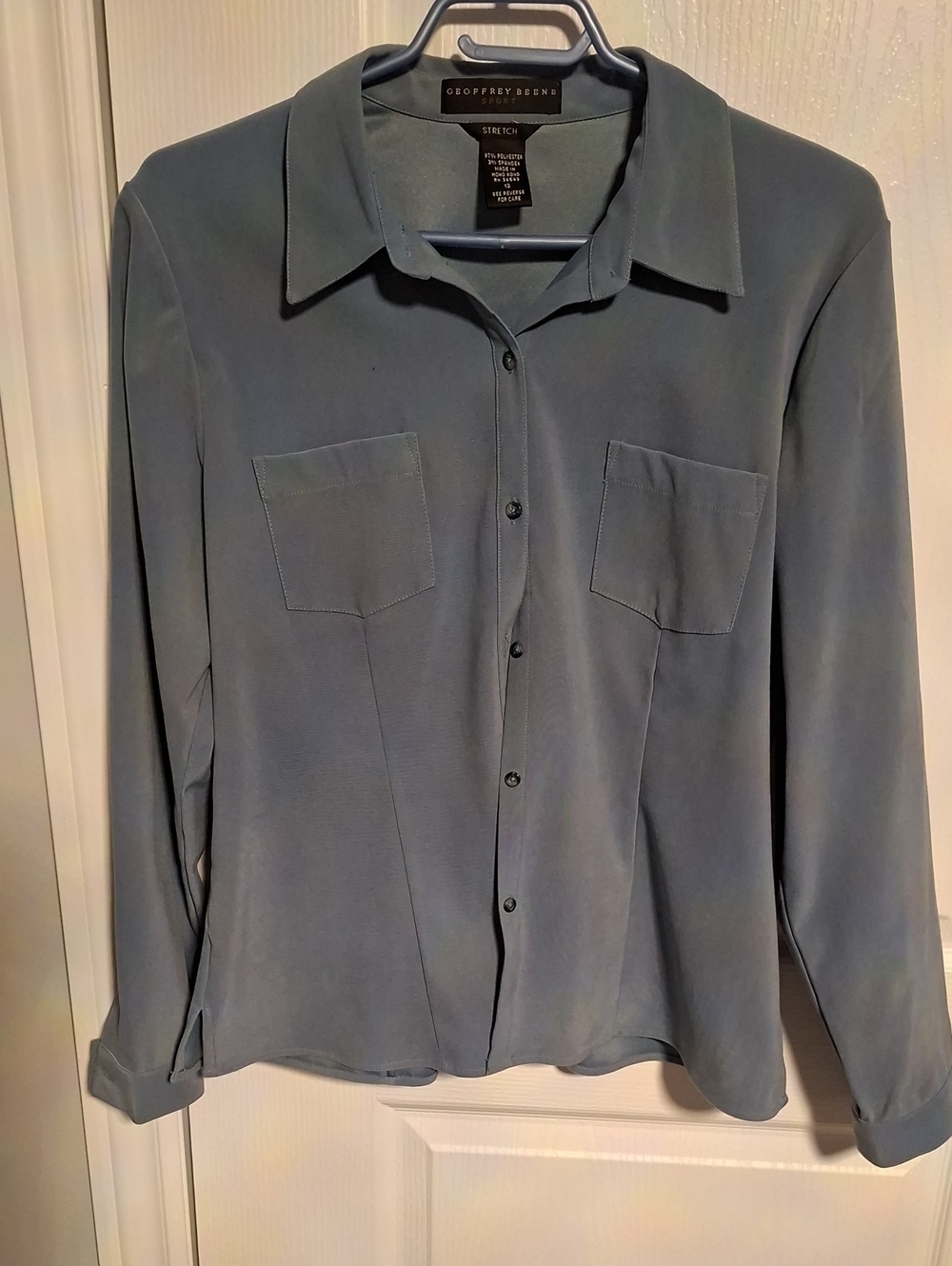 Geoffrey Beene Slate Blue Button-Front Blouse